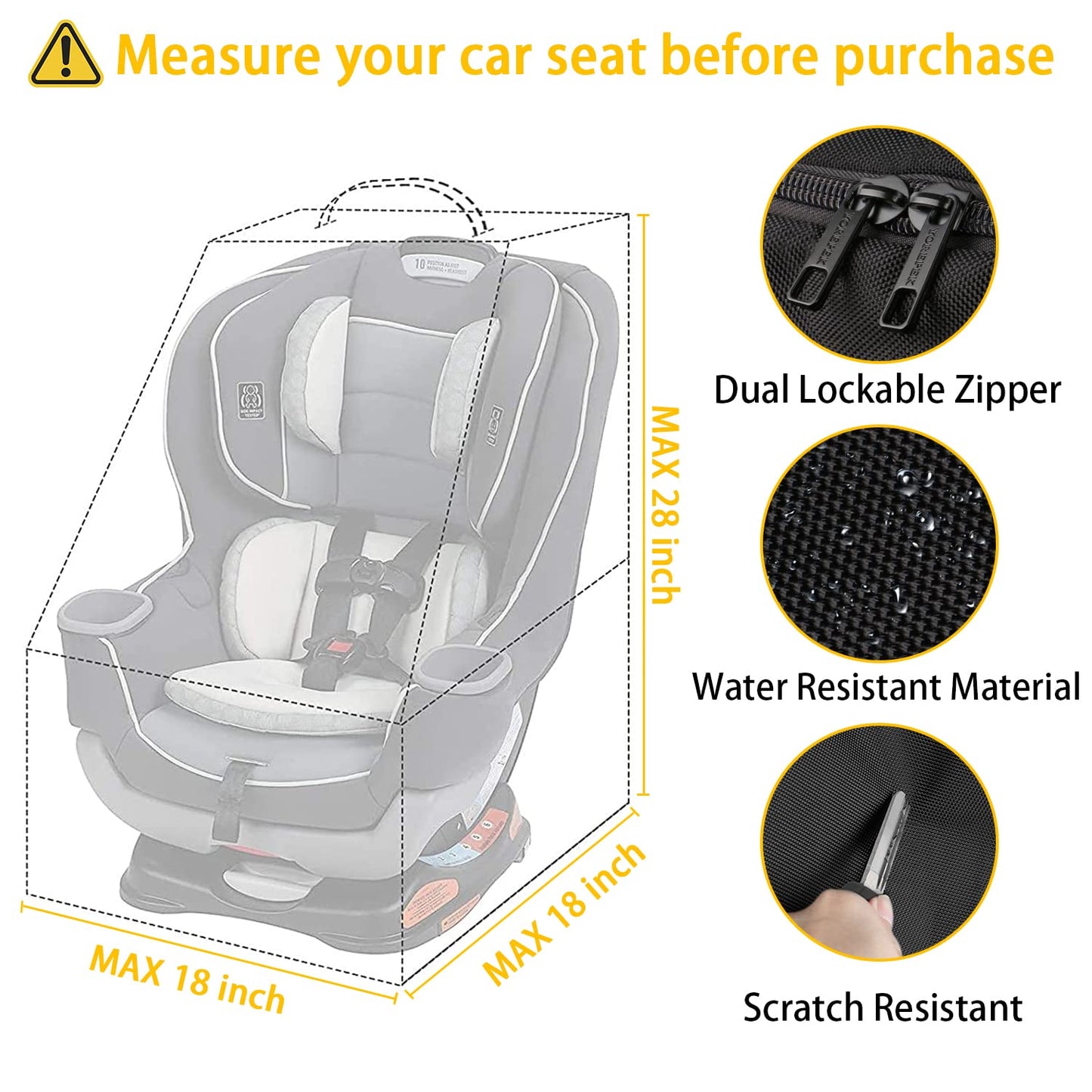Padded Car Seat Travel Bag Backpack for Airplane, Durable Car Seat Bags for Air Travel